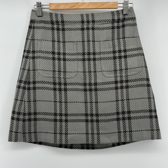 J.Crew Factory Gray Plaid Knitted Mini K2148 Skirt Style Size 0 - Picture 2 of 8